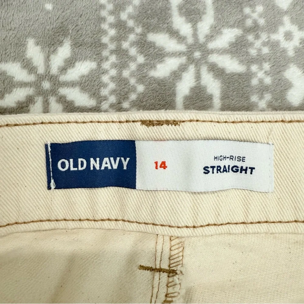 NWT Old Navy Utility Straight High‎ Rise Beige Size 14 Minimalist Neutral Modern - Picture 4 of 10